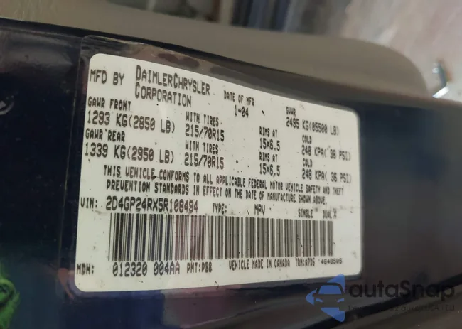 2D4GP24RX5R108494: 40174716