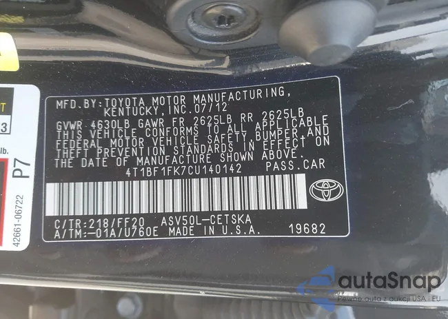 4T1BF1FK7CU140142: 40176613