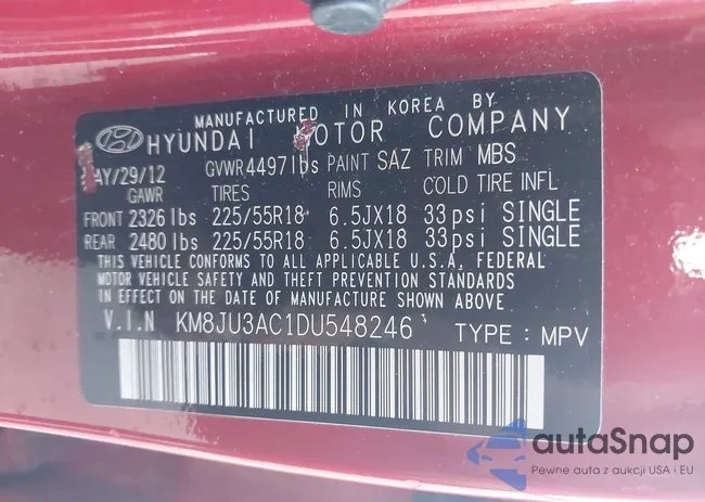 KM8JU3AC1DU548246: 40177888