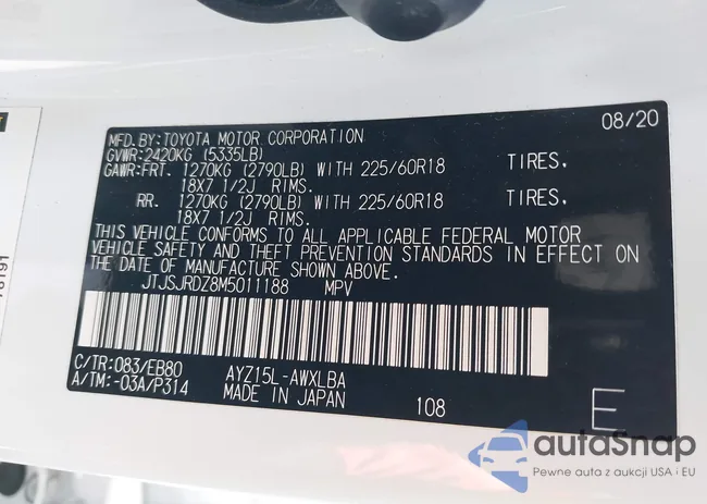 JTJSJRDZ8M5011188: 40179667