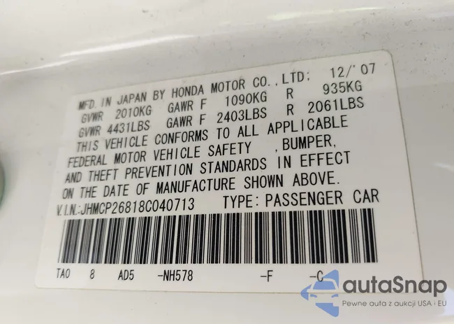 JHMCP26818C040713: 40183321