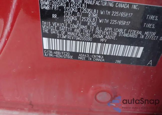 2T3WFREV7GW255090: 40185725