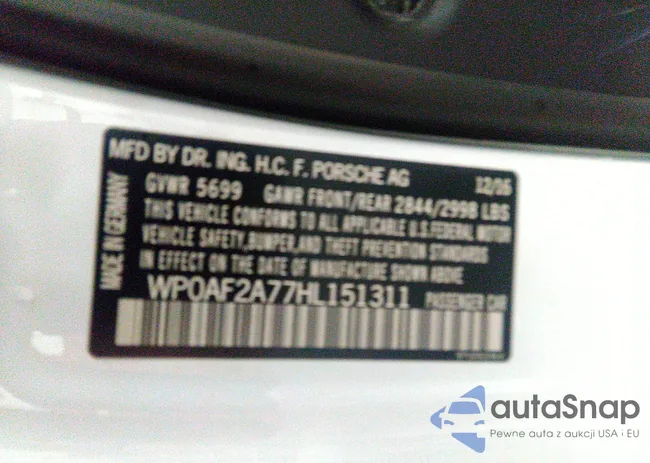 WP0AF2A77HL151311: 40186004