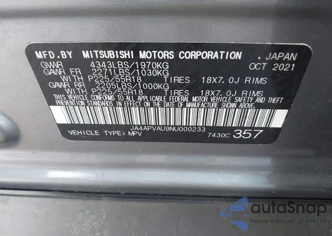 JA4APVAU9NU000233: 40189264