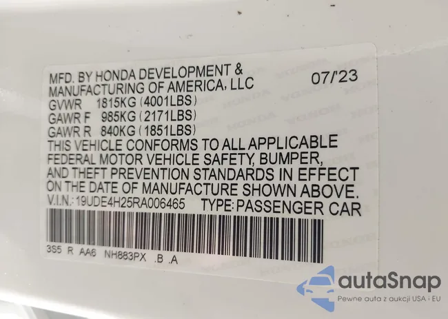 19UDE4H25RA006465: 40190853