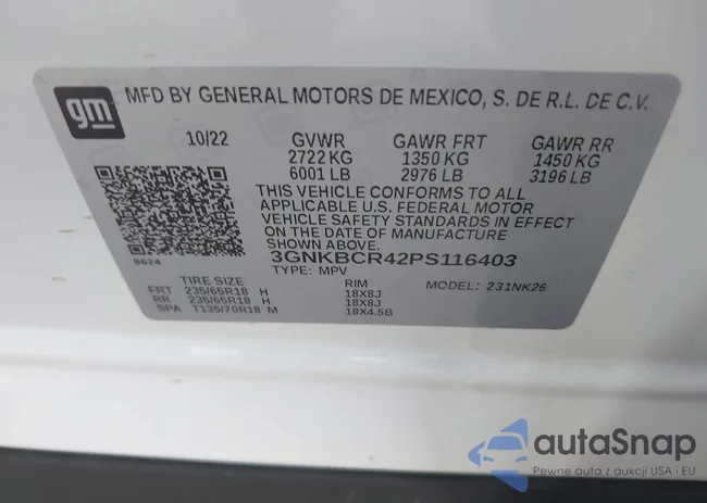 3GNKBCR42PS116403: 40193441