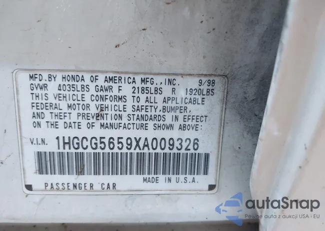 1HGCG5659XA009326: 40194724