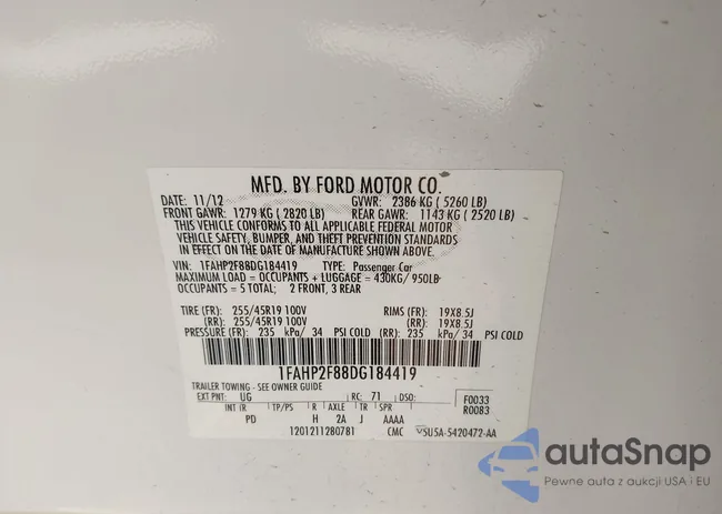 1FAHP2F88DG184419: 40195297