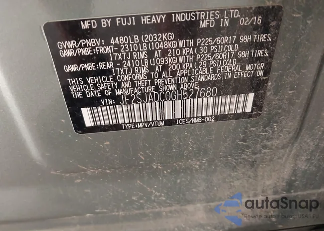 JF2SJADC0GH527680: 40195805