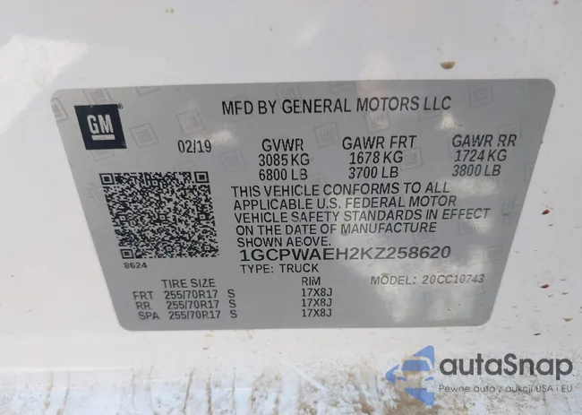 1GCPWAEH2KZ258620: 40196442