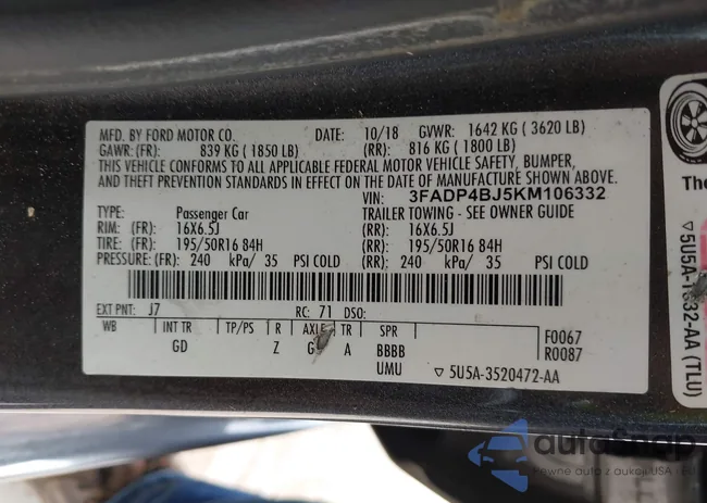 3FADP4BJ5KM106332: 40196462