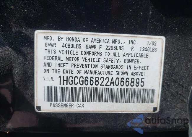 1HGCG66822A066895: 40196811