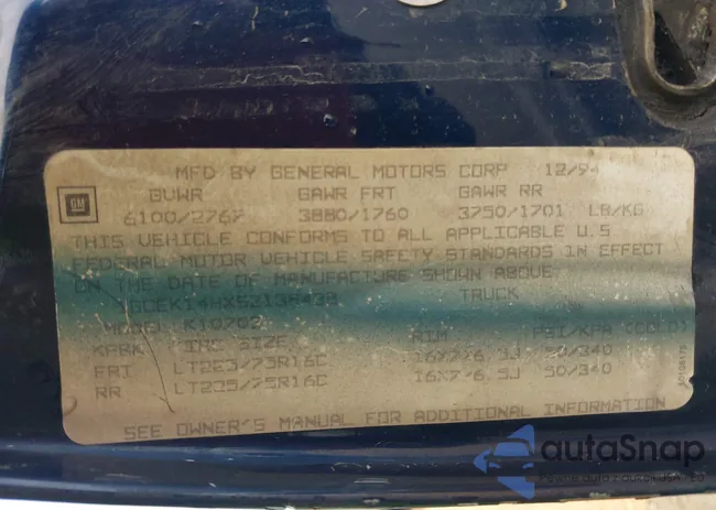 1GCEK14HXSZ138438: 40199493