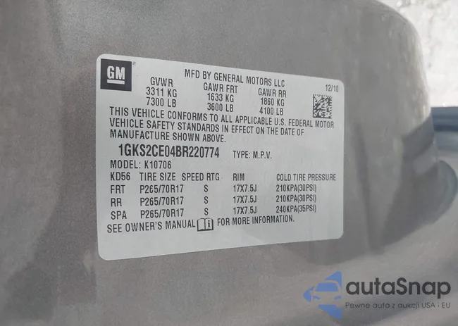 1GKS2CE04BR220774: 40201450