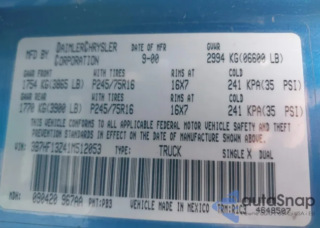 3B7HF13Z41M512053: 40202014