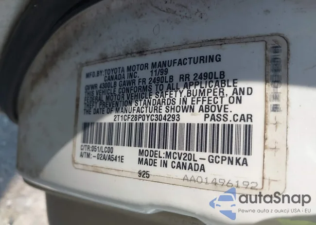 2T1CF28P0YC304293: 40204159