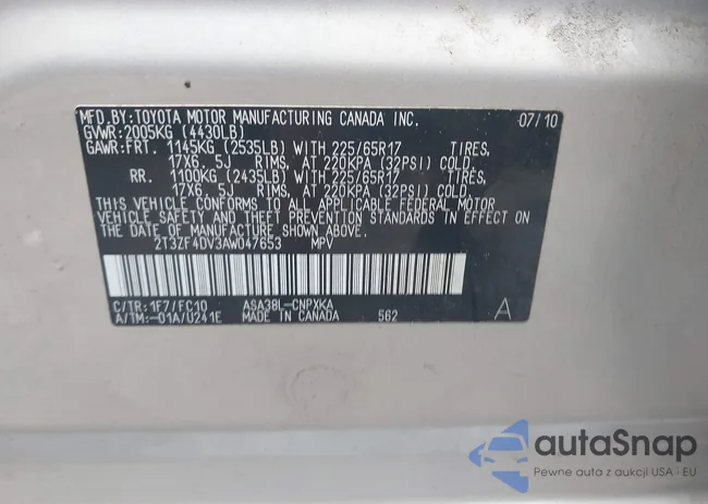 2T3ZF4DV3AW047653: 40205760