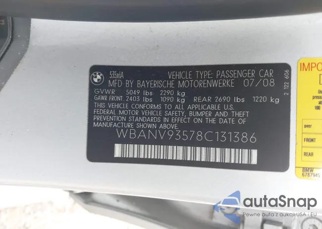 WBANV93578C131386: 40206191