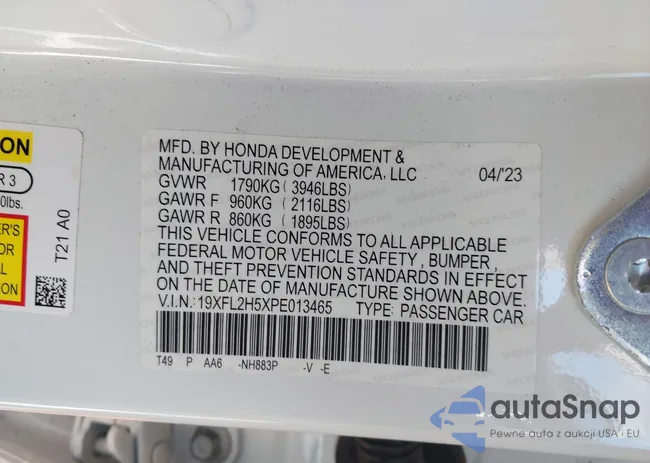 19XFL2H5XPE013465: 40207315