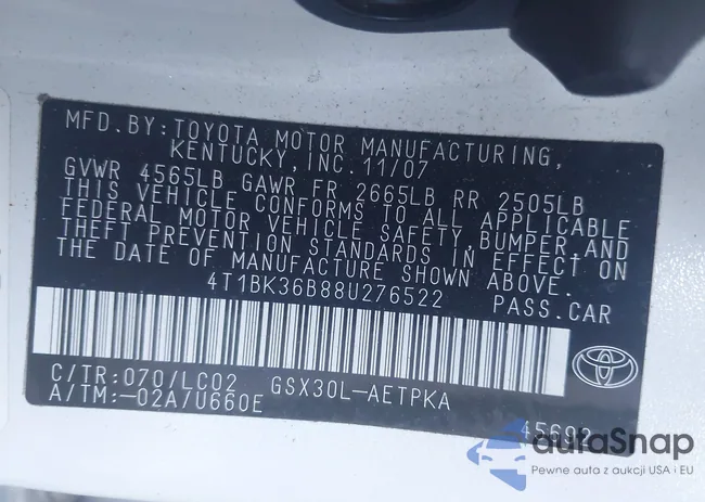 4T1BK36B88U276522: 40210777