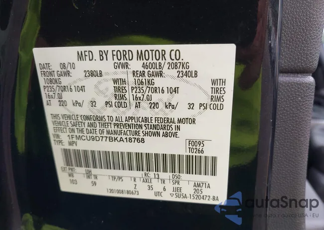 1FMCU9D77BKA18768: 40209947