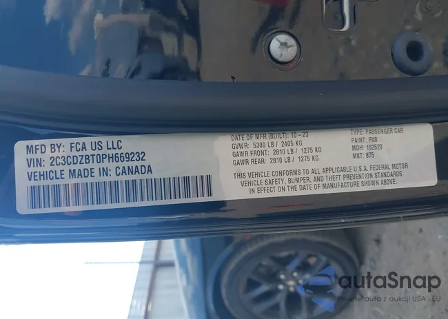 2C3CDZBT0PH669232: 40213042