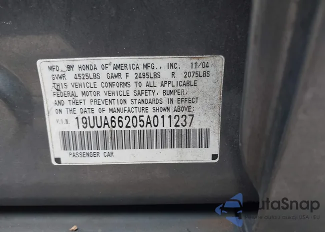 19UUA66205A011237: 40215543