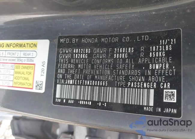 JHMFE1F79NX008665: 40215575