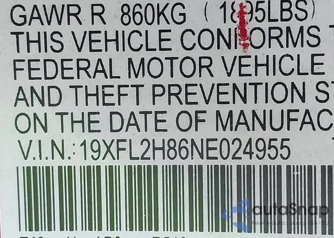 19XFL2H86NE024955: 40215841
