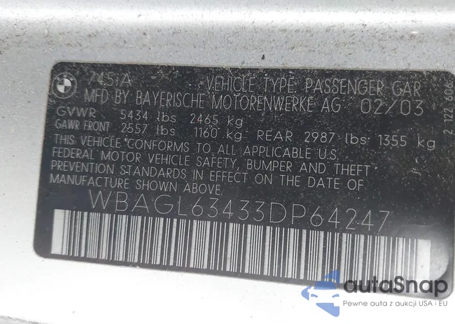 WBAGL63433DP64247: 40218203