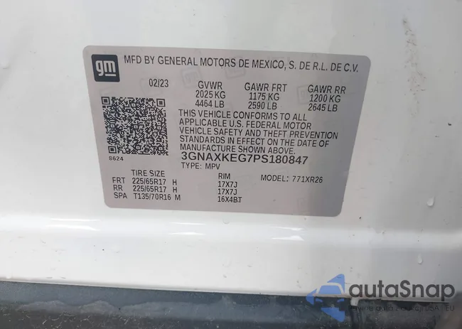 3GNAXKEG7PS180847: 40219000