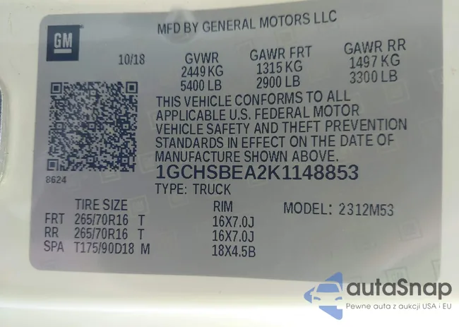 1GCHSBEA2K1148853: 40224342