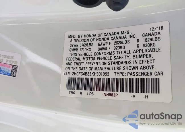 2HGFC4B83KH301955: 40224108