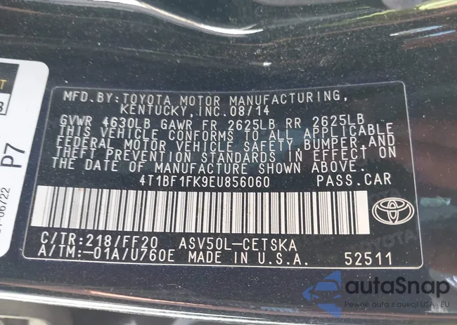 4T1BF1FK9EU856060: 40225773