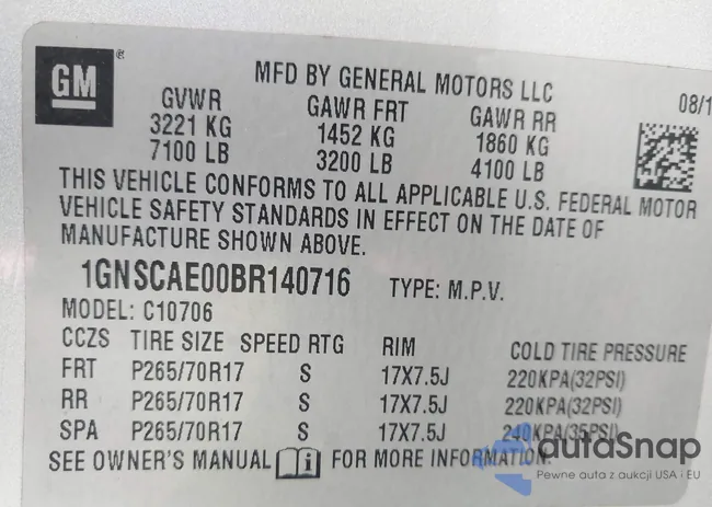 1GNSCAE00BR140716: 40225018