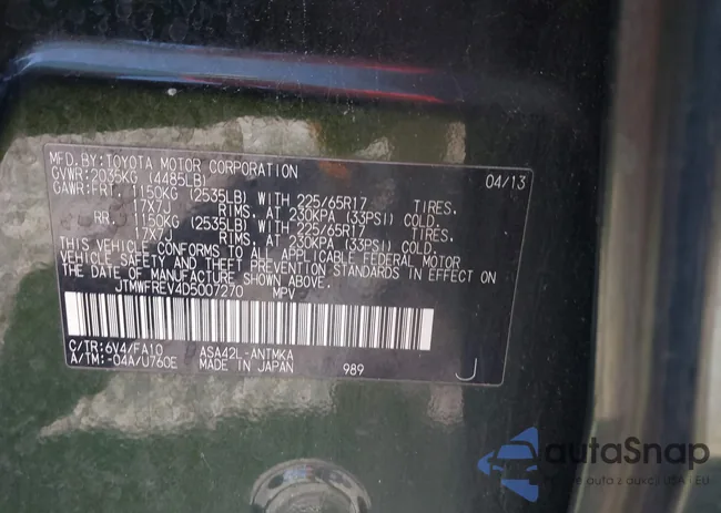 JTMWFREV4D5007270: 40227117