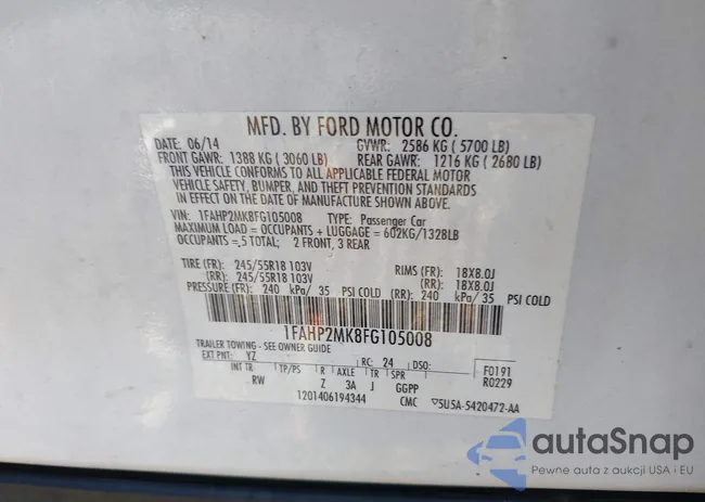 1FAHP2MK8FG105008: 40230611