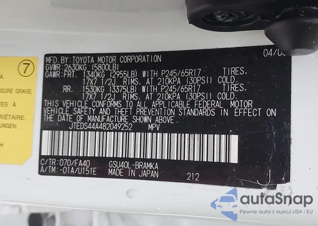 JTEDS44A482049252: 40234669