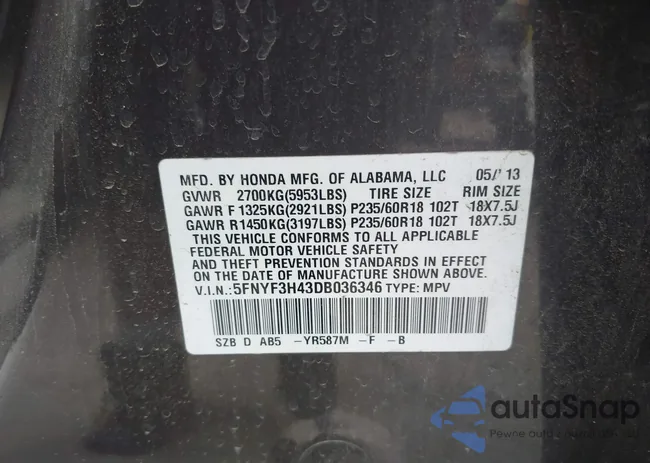 5FNYF3H43DB036346: 40235609