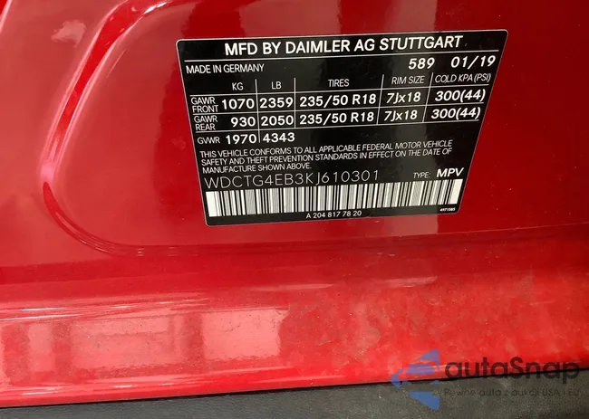 WDCTG4EB3KJ610301: 40237269