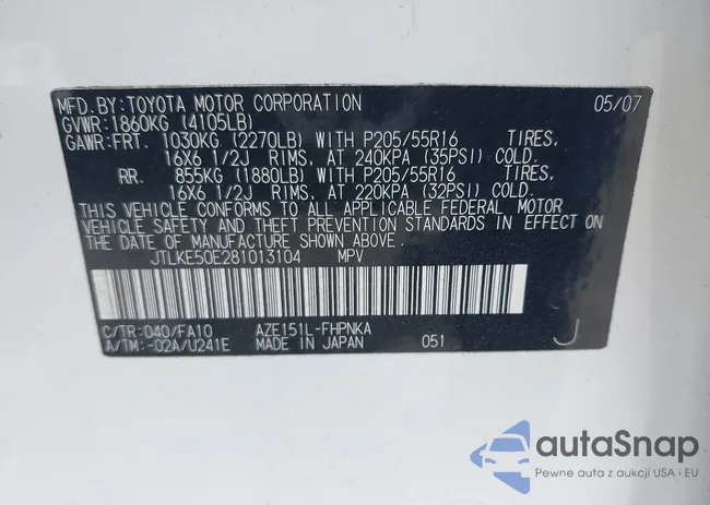 JTLKE50E281013104: 40237644