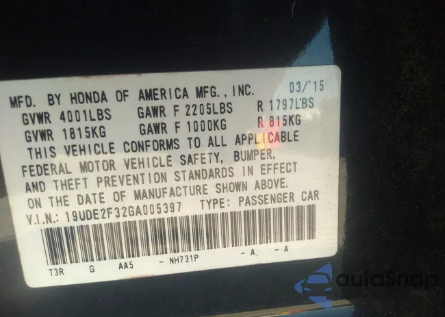 19UDE2F32GA005397: 40236871