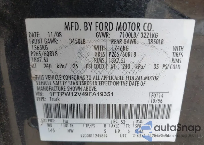 1FTPW12V49FA19351: 40241454