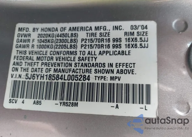 5J6YH18584L005284: 40247358