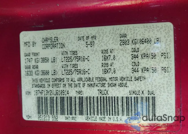 1B7HF13Y2VJ610914: 40249747