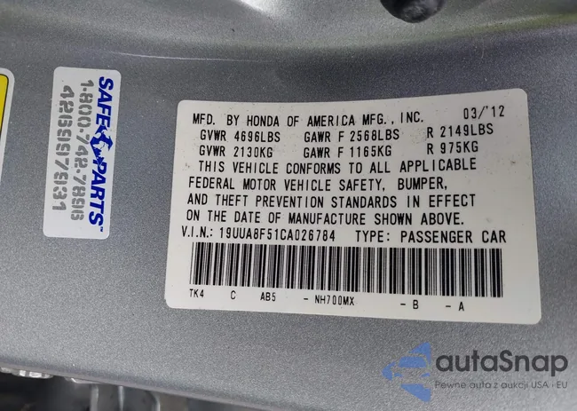 19UUA8F51CA026784: 40251552