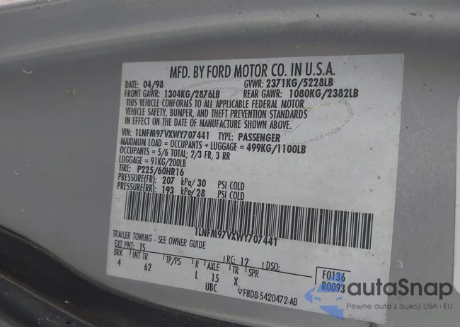 1LNFM97VXWY707441: 40251153