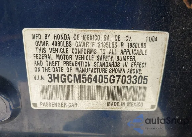 3HGCM56405G703305: 40252935