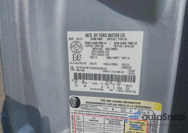 1FTFW1ETXDKE63632: 40253996