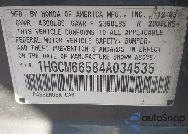 1HGCM66584A034535: 40262448